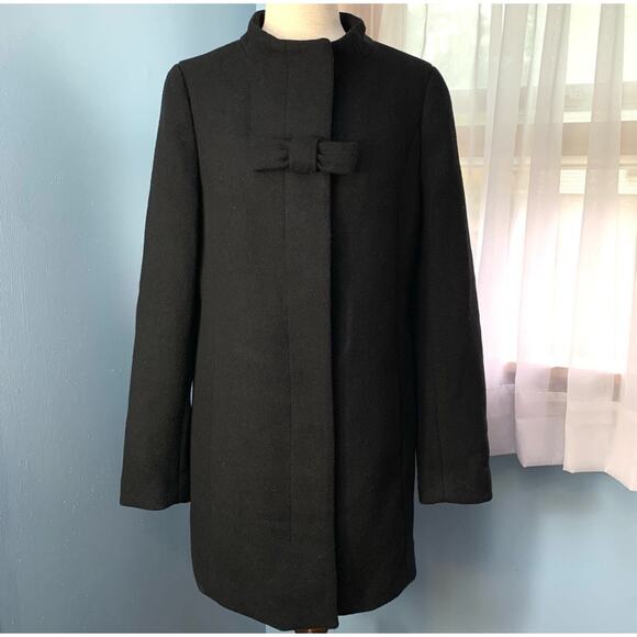 J. Crew Factory Black Wool Bow Coat Size 4 - Picture 9 of 12